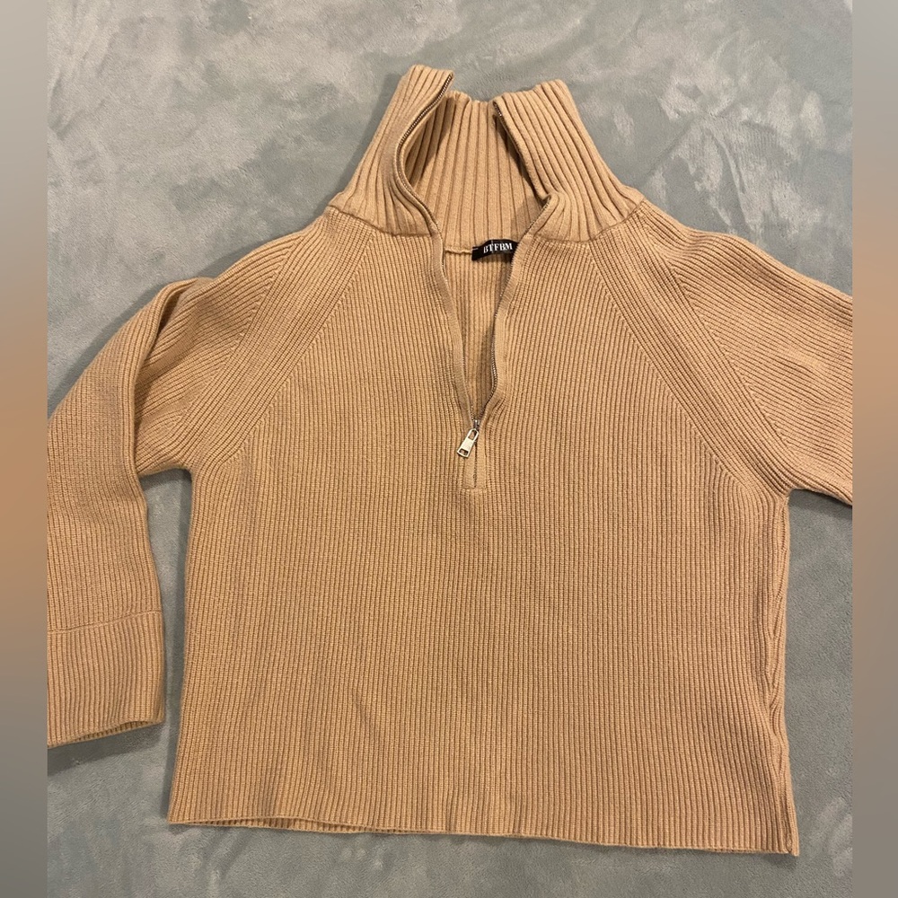 Tan Quarter zip Sweater Size S